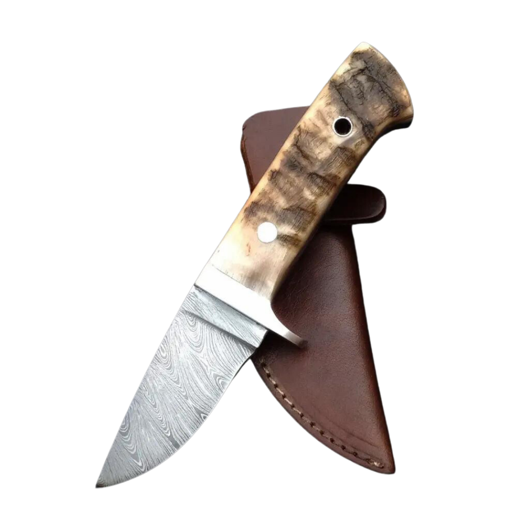 SA Knives Handmade Damascus Steel Biltong Knife Sheep's Horn Handle