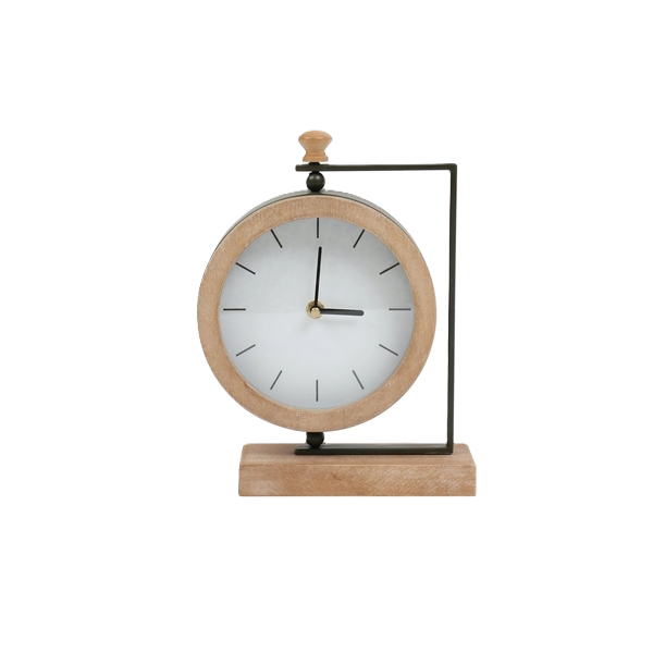 Kitro Coir Industrial Mentel Brown Wood Analogue Desk Clock 21 x 27cm