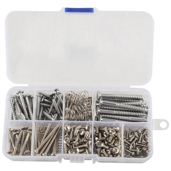 204 Pcs Guitar Screw Kit 9 Types Assortment Set with Springs for Electric G