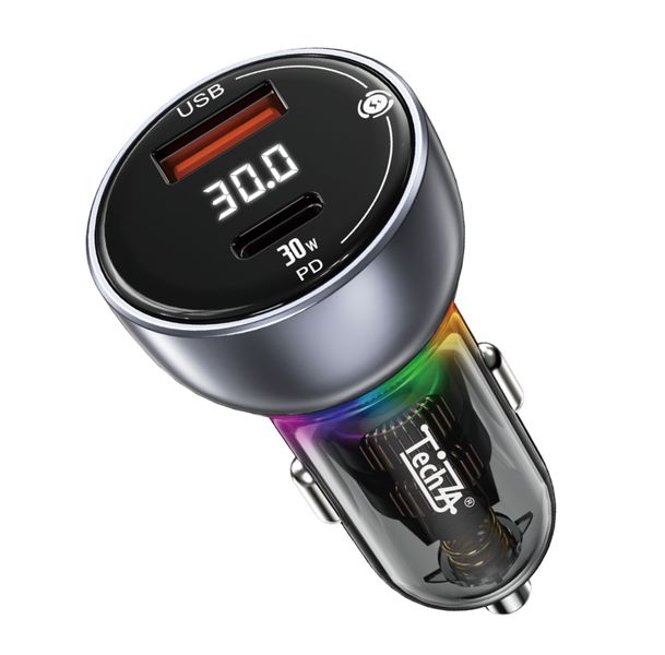 TechZA 48W PD QC Intelligent Car Charger Dual Port Fast Super Fast TZ-CC05