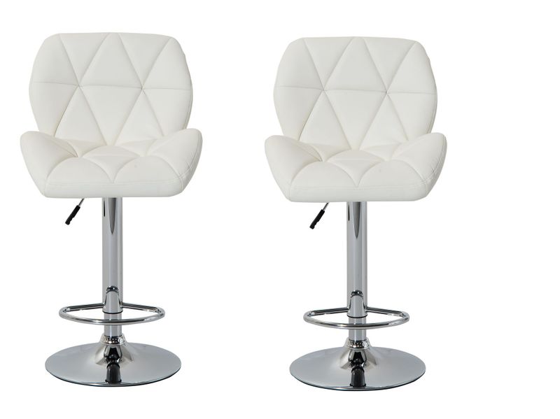 Padded Bar Stools - Set of 2 – White Colour