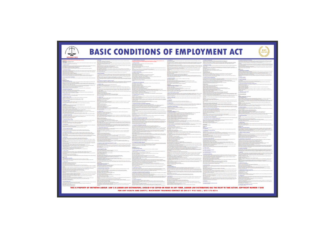 Basic Conditions of Employment Act Poster A1 Shop Today. Get it