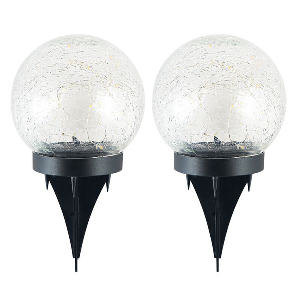 Solar Power Globe Garden Lights - Warm White - Diameter 12cm - 2 Pack