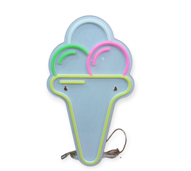 Ice Cream Cone Back Panel Neon Sign With 12V 2A Power Adapter E-20