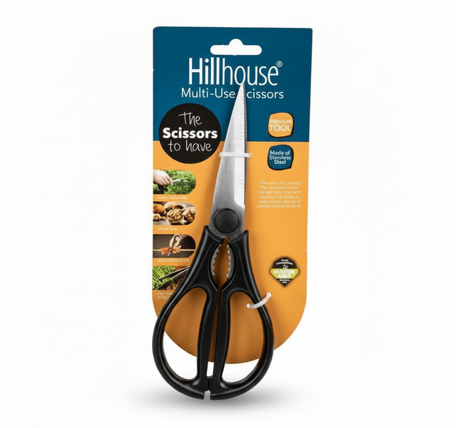 Hillhouse 21 cm Kitchen Scissors with Stainless Steel Blades, Black
