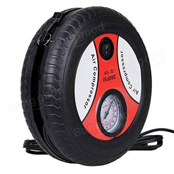 Handy 12V Air Compressor with 3 Nozzles to Inflate Balls, Tires &amp; More!