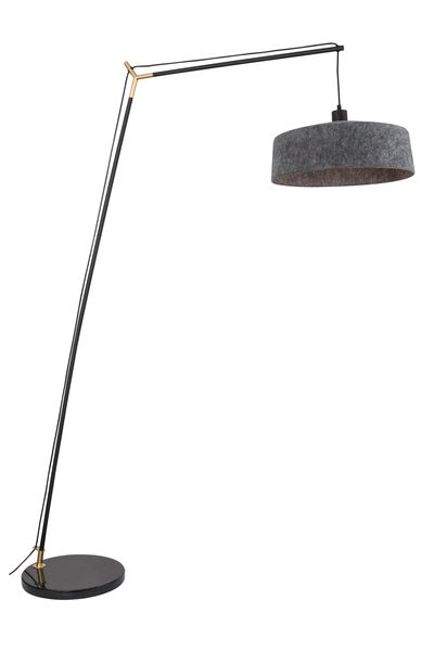 Bright Star Lighting SL430 Matt Black Floor Lamp with Grey Felt Shade