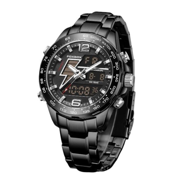 FOXBOX - Water Resistant Men's Watch With Luminous Feature - Black