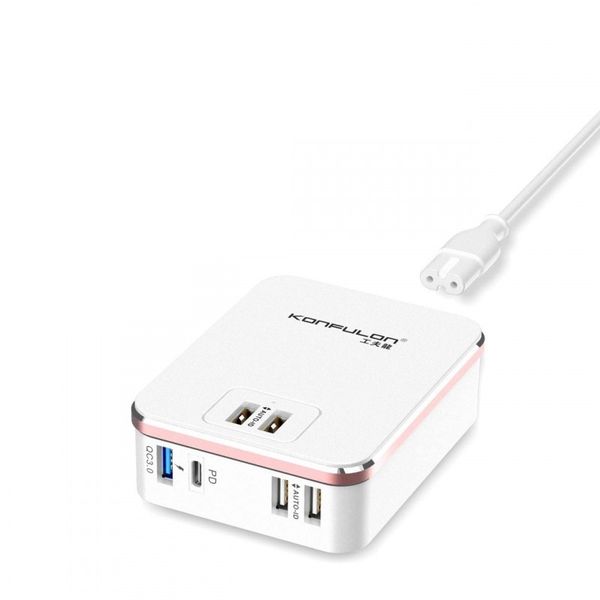 Konfulon 6-Port USB Cellphone + Tablet Charger- 20W Type C