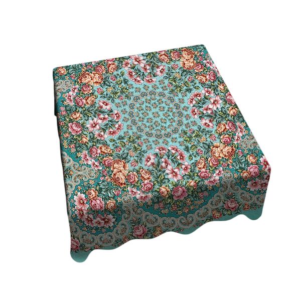 Dainty Flowers on Green Square Tablecloth