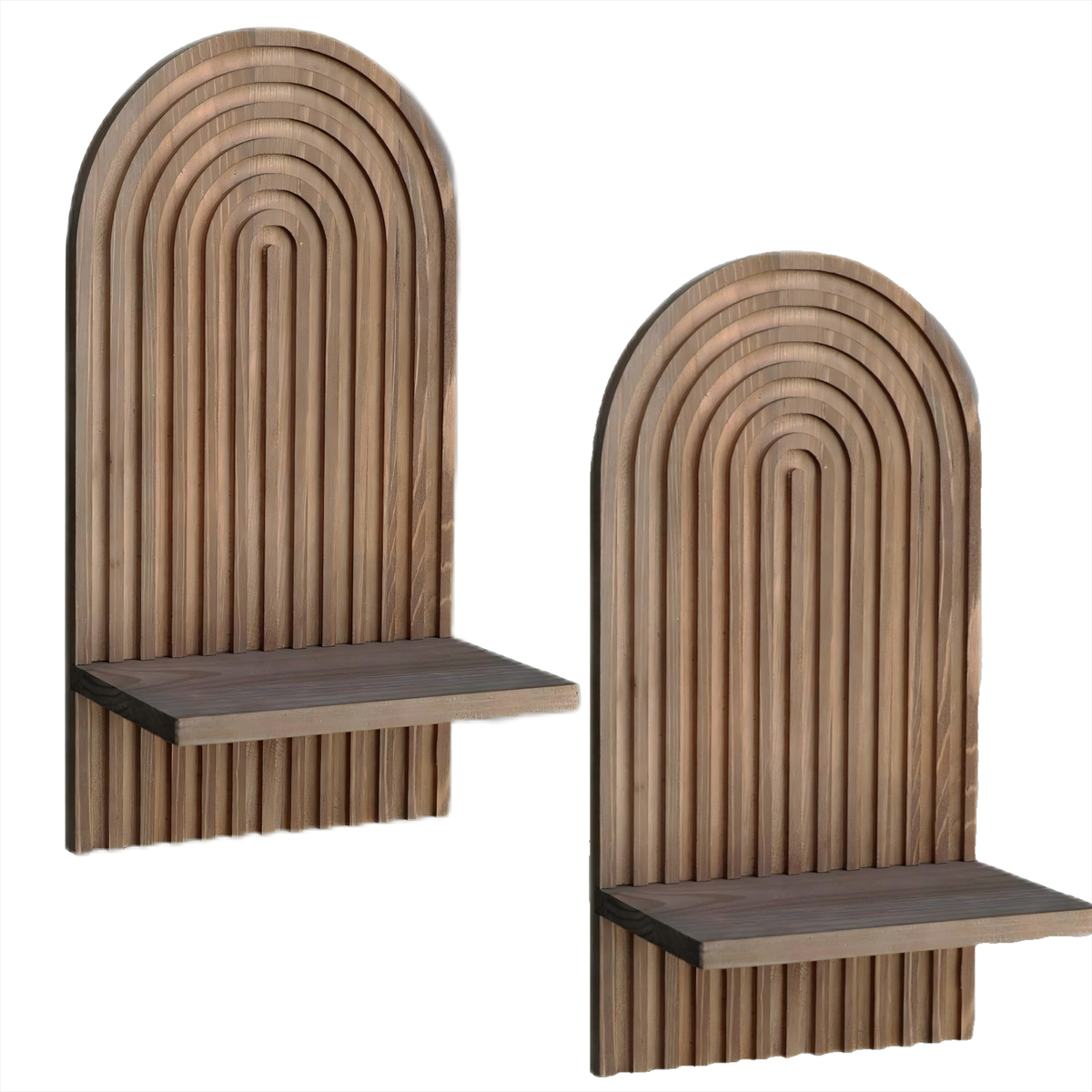 2-Piece Boho Wall Shelf Set - Arch Design, Coffee Color for Home Decor