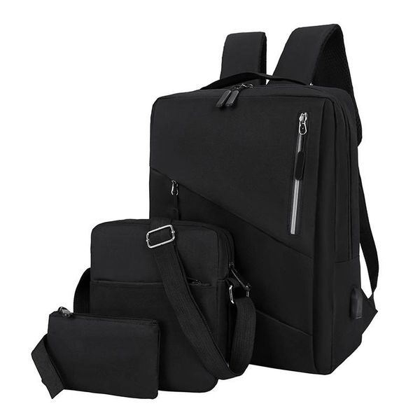 3 Pieces Backpack Back To School Shoulder Bag Bookbags -Black