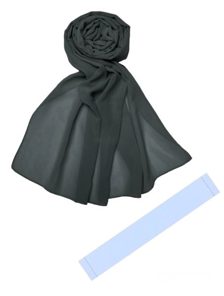 Niche Black Chiffon Rectangle Scarf &amp; 30 Pieces Hijab Securing Tape