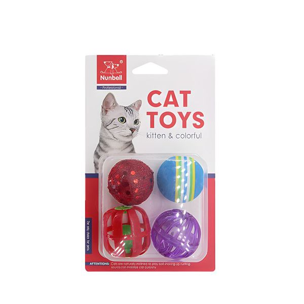 2 Pack 4 Pieces Each Different Cat Interactive Play Balls