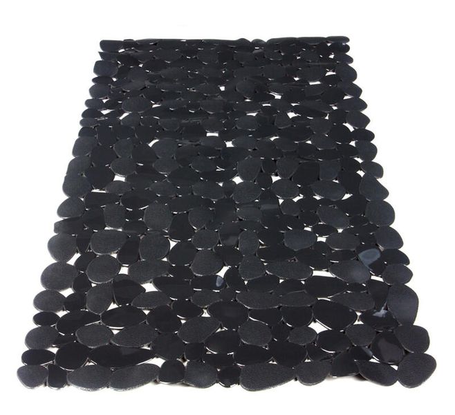 Stone Rectangular Anti-Slip Bathmat Black W40cmxD70cm