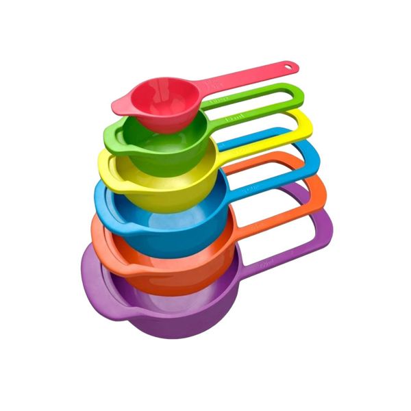 6 Piece Colourful Nested All-in-One Measuring Cups &amp; Spoons Set