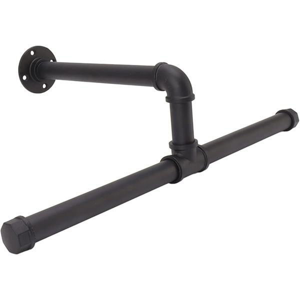 Wall Mounted Hanger Industrial Style Clothing Pole - Black