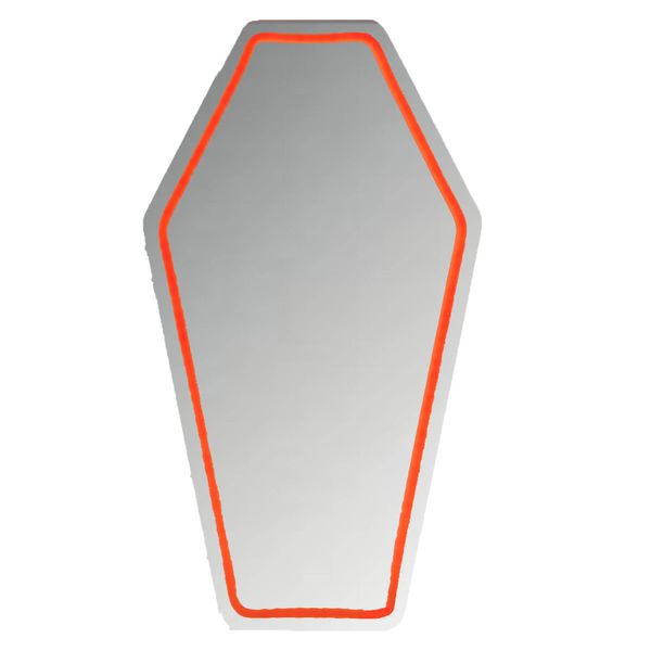 Neon Coffin Mirror Gothic LED Light Mirror Sign for Room Decor,