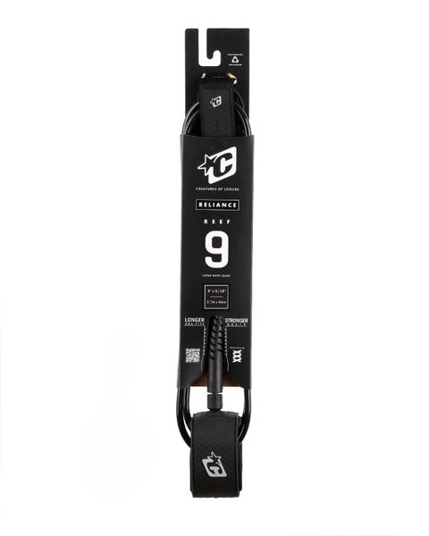 Creatures Reef 9 ft Surfboard Leash Black Silver