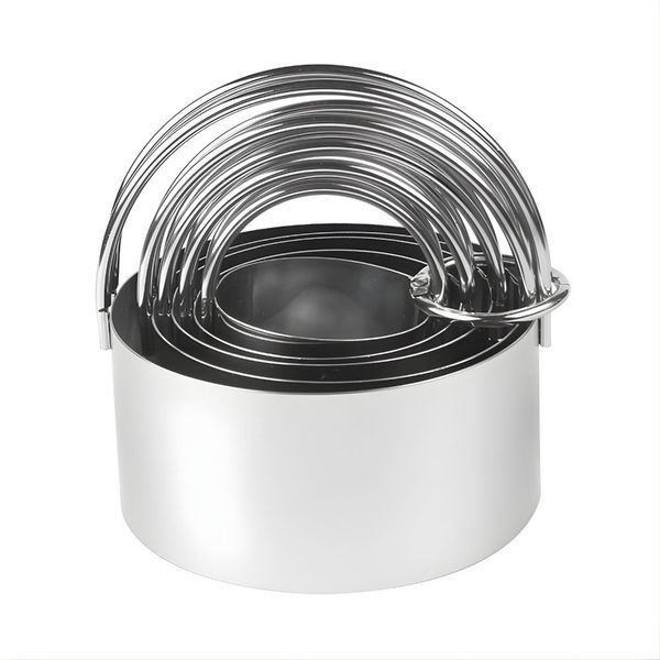 Bestby-5 Piece Assorted Stainless Steel Round Cookie Cutter Set With Handle