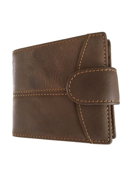 Men's Genuine Leather Bi Fold Wallet - Coffee