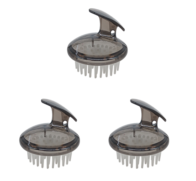 Triple Luxe: 3-Pack Clear Black Silicone Bristle Shampoo Brushes