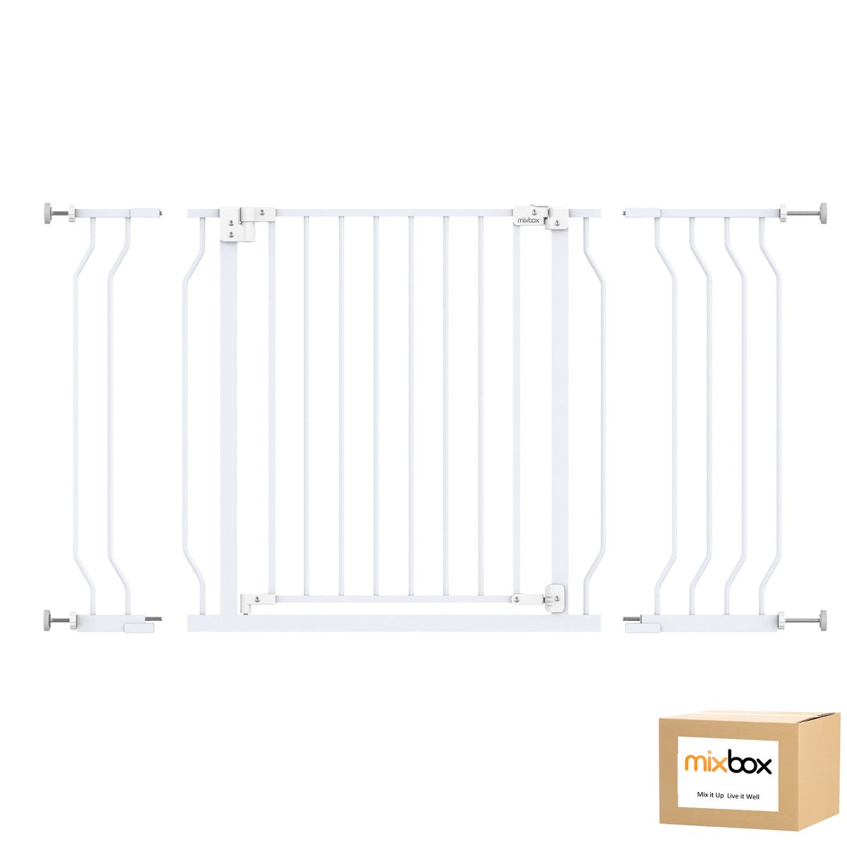 Mix Box 75-123cm Metal Baby and Pet Gate with Pressure Mount
