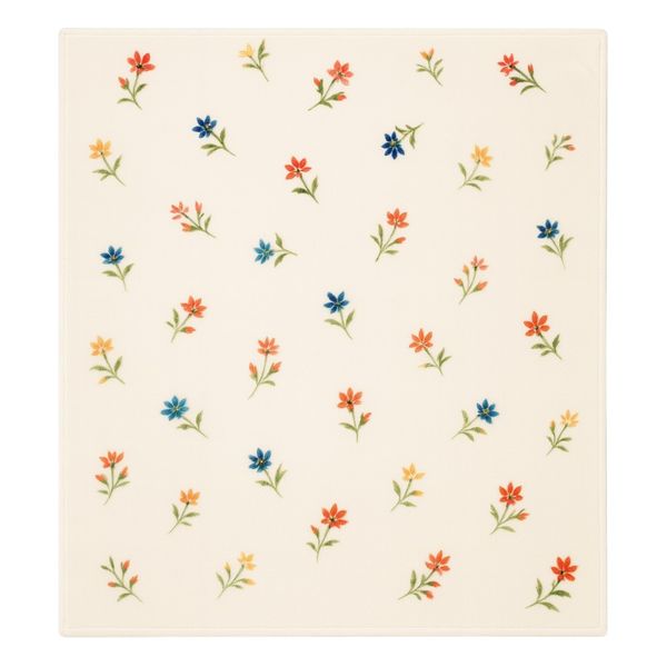 King Plush Blanket 274cm - White with Flowers