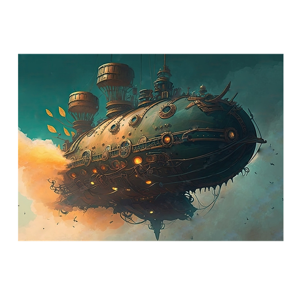 Wall Art Canvas - Steampunk Style Airship