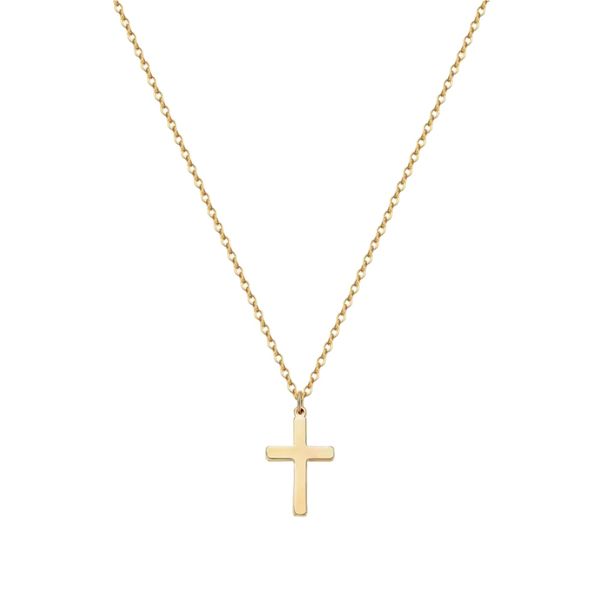 Cross Necklace, Stainless Steel, Gold Plated