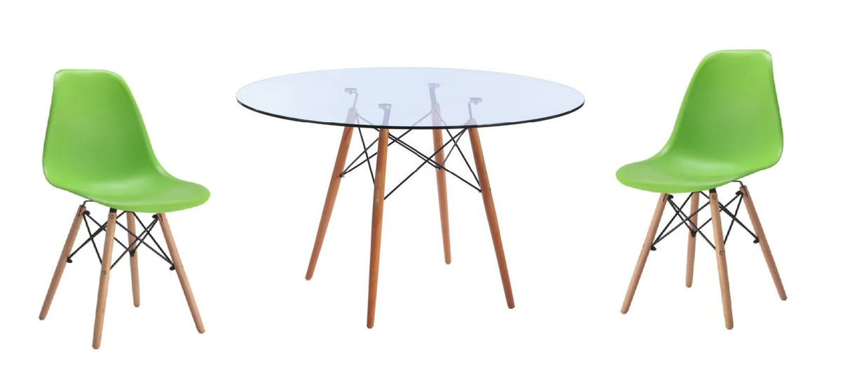 3 Piece Glass Table and Modern Wooden Leg Chairs Buy Online in South