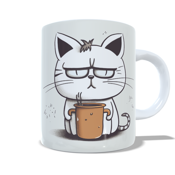 Funny Cartoon Cat Coffee Mug - Purr-fectly Hilarious for Cat Lovers
