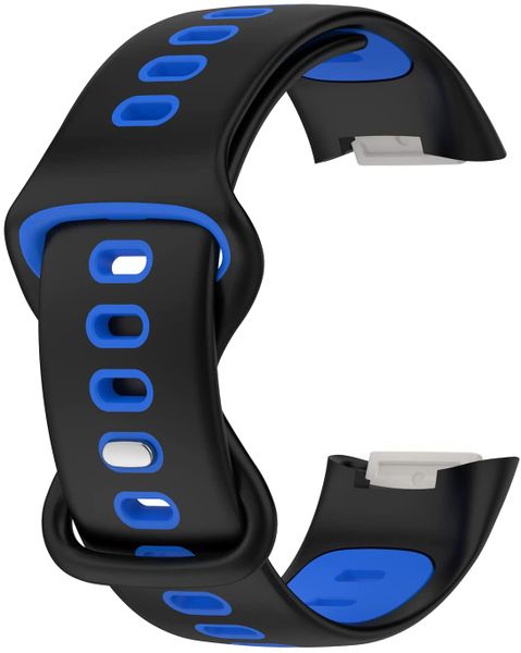 Silicone Sport Strap For Fitbit charge 5 &amp; 6-Black &amp; Blue
