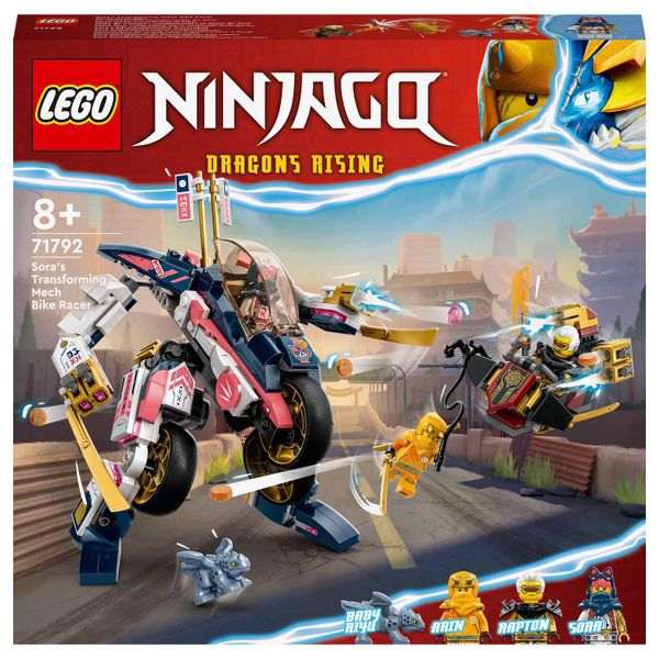 LEGO® NINJAGO® Sora’s Transforming Mech Bike Racer 71792 Building Toy Set (384 Pieces)