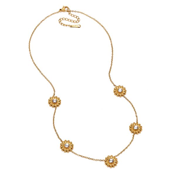 Lily &amp; Rose Waterproof Stainless Steel Daisy Crystal Necklace