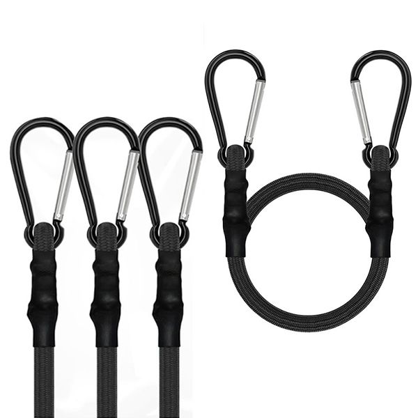 4Piece Carabiner Bungee Cords With Hooks Heavy Duty - 24