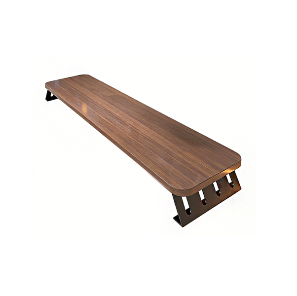 Computer Display Stand, Wooden Metal Stand - Walnut Color