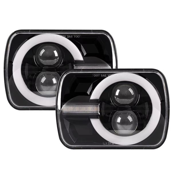 4 Mode LED Headlight with DRL Circle Design Size: 20x14cm - Set