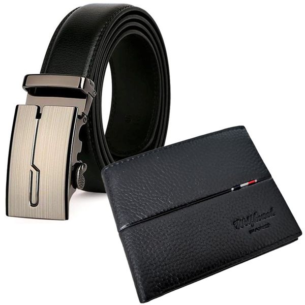 Wolfhound Genuine Leather Belts + Wallet For Men - Gentlemen's Cowhide Combo