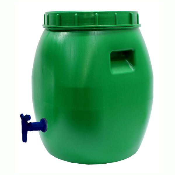 50 Litre Storage Drum with Tap - Open Head - Green