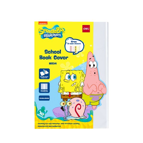 Deli Spongebob Self Adhesive Book Cover 51x37cm Matt Translucent 10 sheets