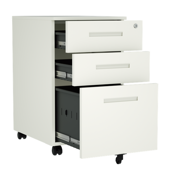 Steel Office Mobile Filing Cabinet-3 Drawer Pedestal-Inner Handle