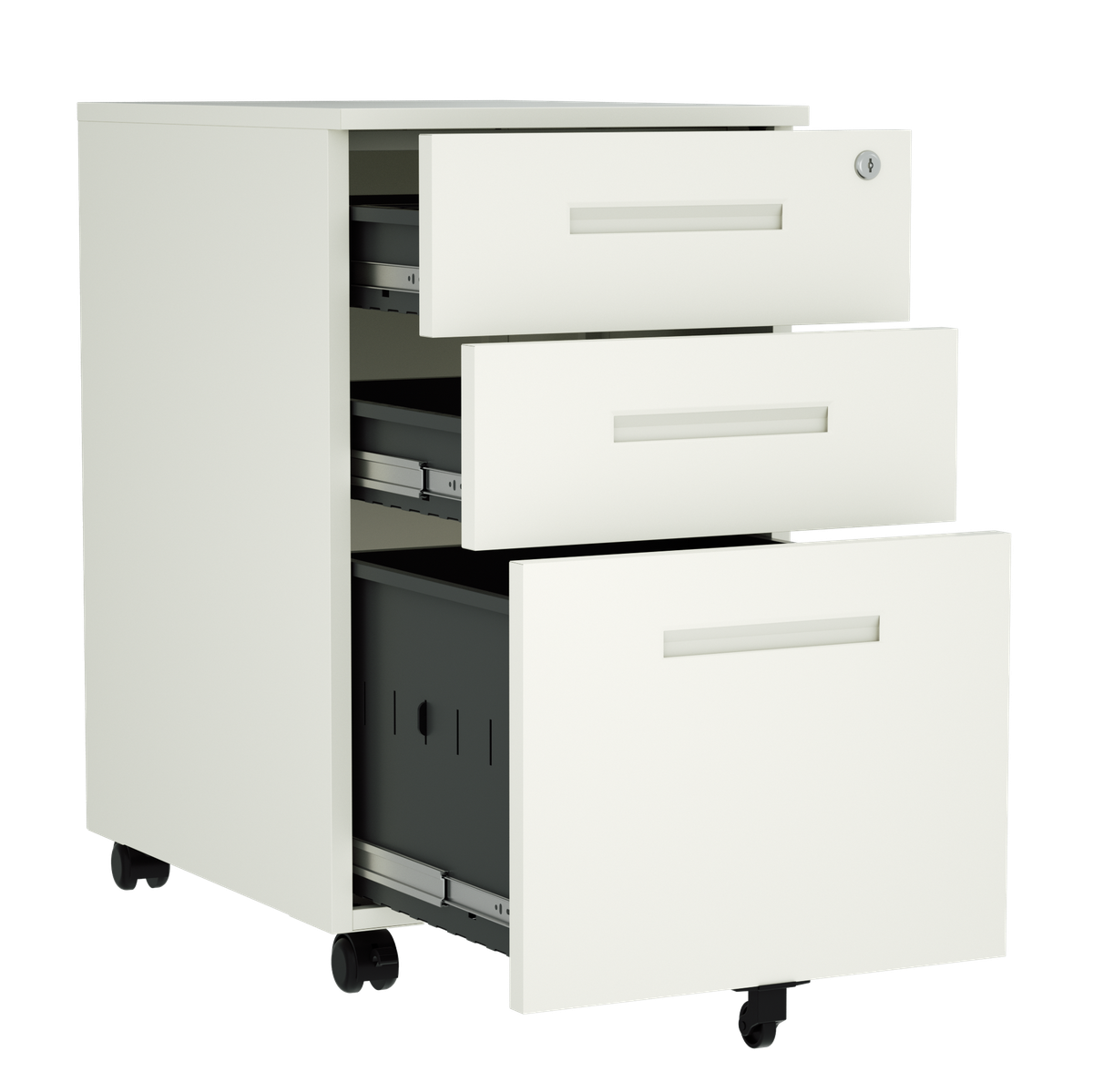 Steel 3 Drawer Inner Handle Mobile Pedestal Filing Cabinet Locker