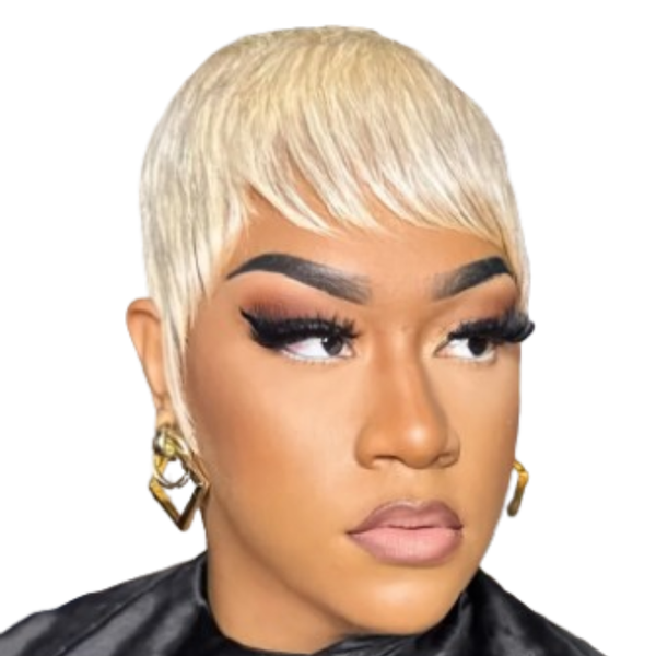 Blonde Human Hair Pixie Wig, Razor Cut Pixie Wig