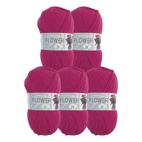 Double Knitting Polyester Yarn 100g (Pack of 5) Bright Assorted