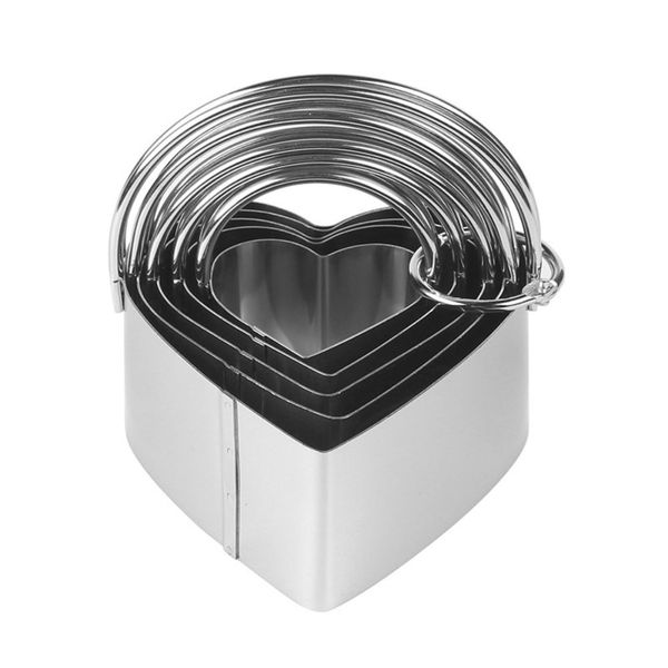 Bestby-5 Pieces Assorted Heart-Shaped Cookie Cutter Set with Handle