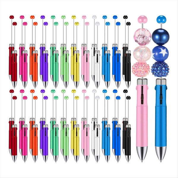 50 Pc Plastic Beaded Pens Bulk Multicolor Cute 1.0Mm Beaded Pens B