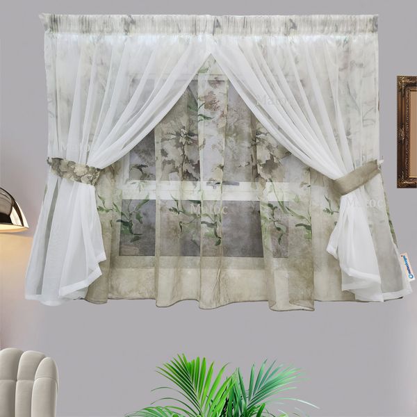 Matoc Designs Café Curtain - Double Layer - Moss - Taped
