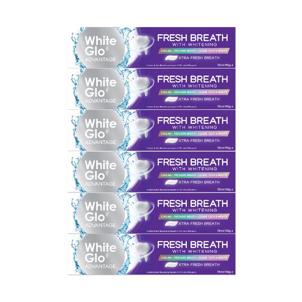 White Glo Advantage Toothpaste Fresh Breath 75ml (6 Pack)