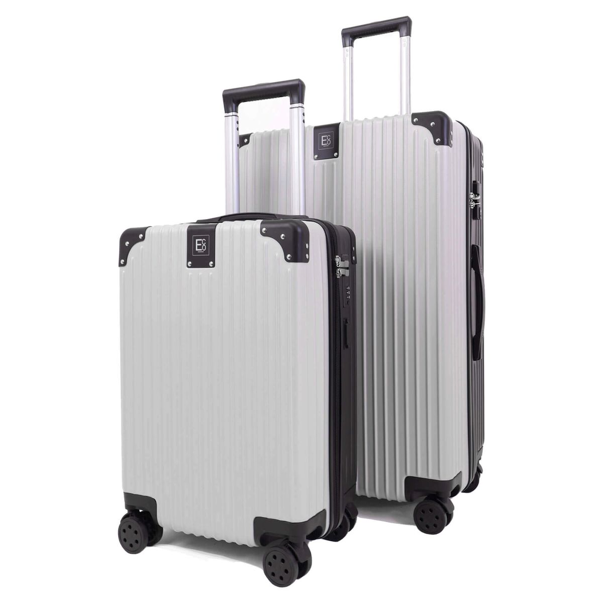 Berlin Spinner Suitcase Hardshell Set with Cover - Silver (55cm & 75cm)